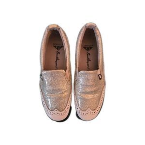 Sandbaggers Women's Size 6 Silver Glitter & White Spikeless Golf Shoes Loafers
